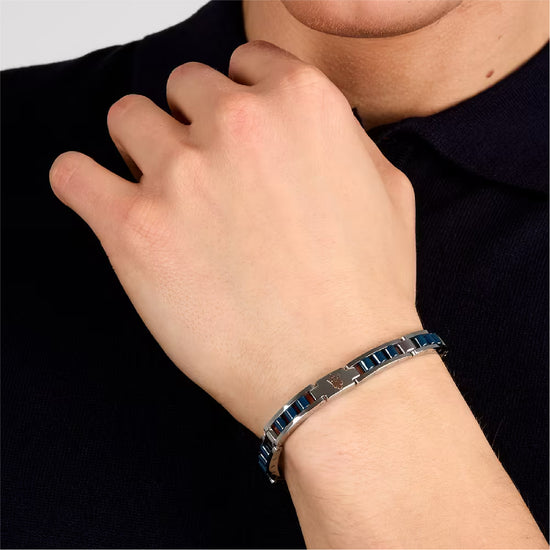 Bracciale catena da uomo Maserati acciaio rodiato e blu
