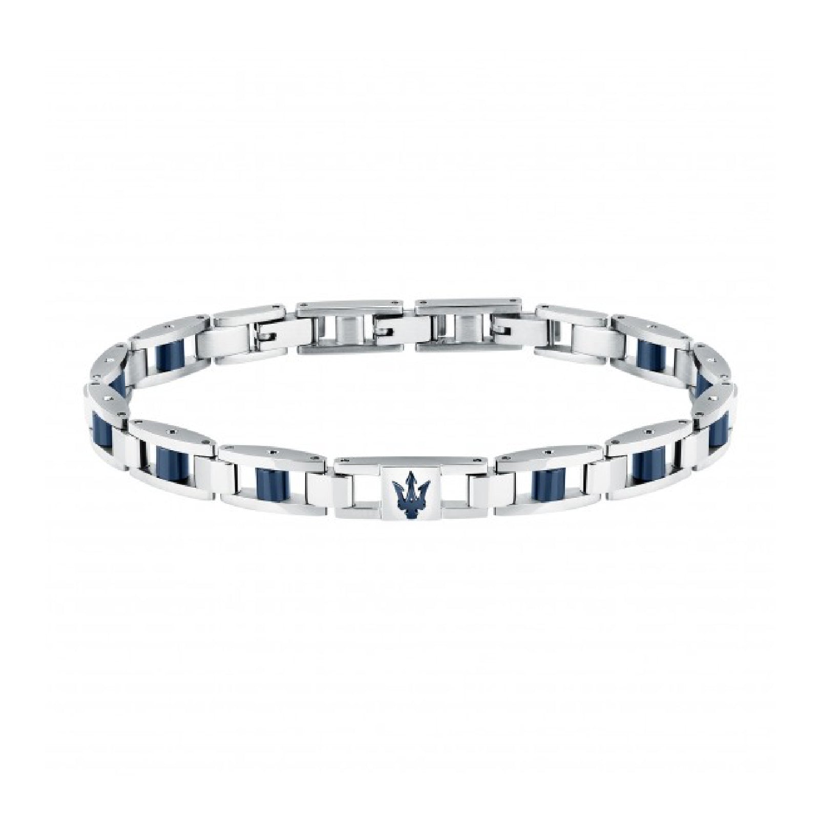 Bracciale catena da uomo Maserati in acciaio rodiato e blu