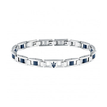 Bracciale catena da uomo Maserati in acciaio rodiato e blu