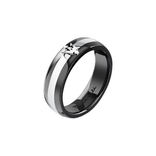 Anello a fascia da uomo Maserati in acciaio di colore nero