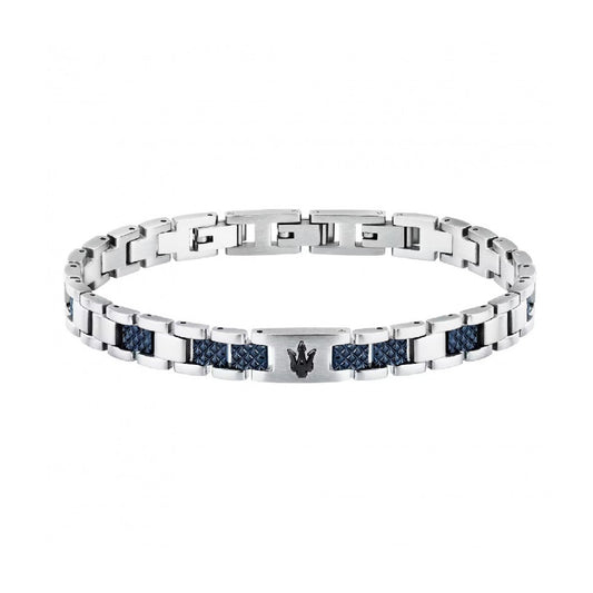 Bracciale catena uomo Maserati acciaio con lavorazione blu