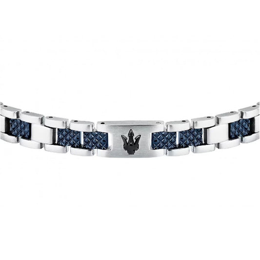 Bracciale catena uomo Maserati acciaio con lavorazione blu