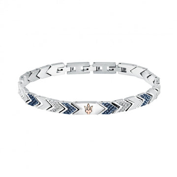 Bracciale uomo Maserati acciaio con lavorazione bicolor blu