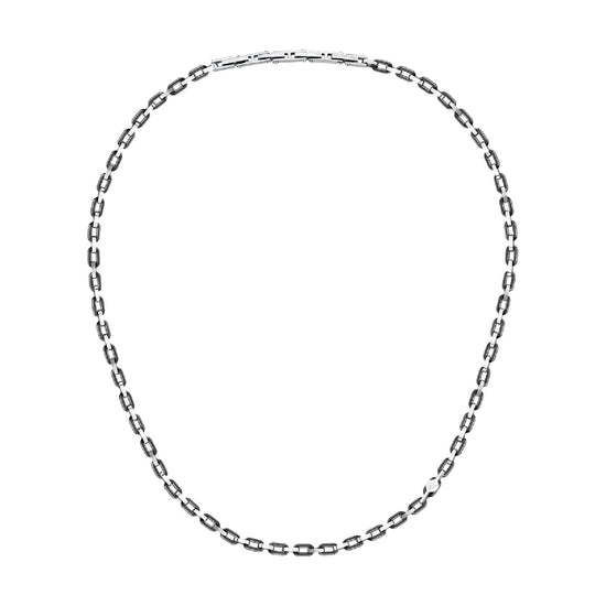 Collana catena Maserati Ceramic in acciaio argento e nero MISURA UNICA