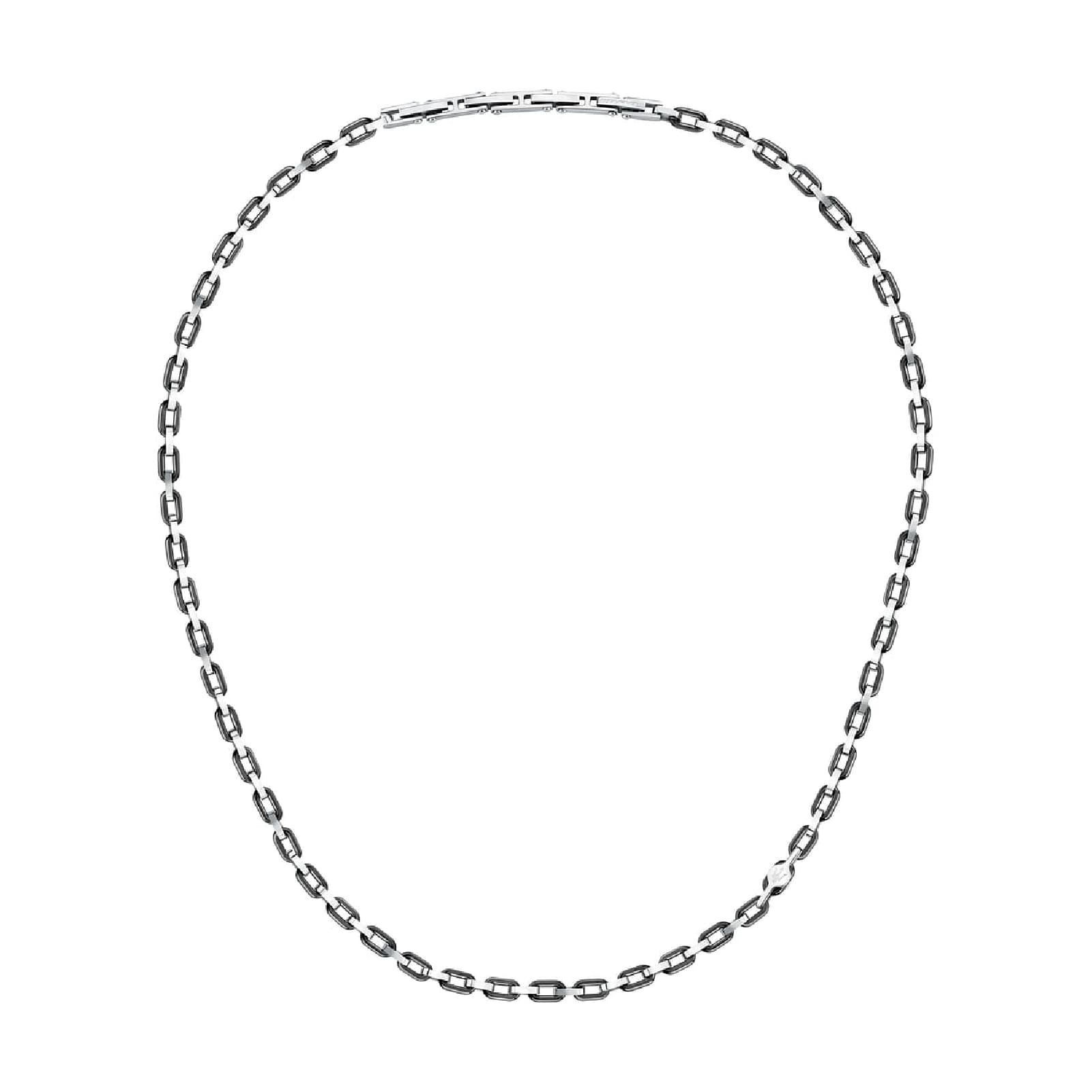 Collana catena Maserati Ceramic in acciaio argento e nero MISURA UNICA