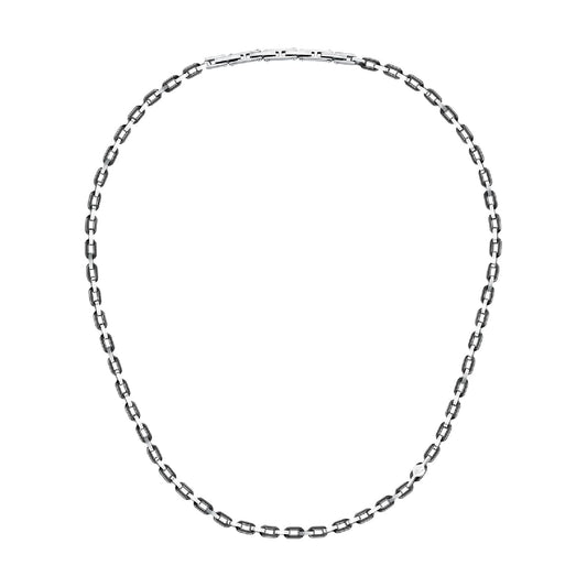Collana catena Maserati Ceramic in acciaio argento e nero MISURA UNICA