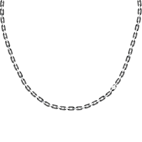 Collana catena Maserati Ceramic in acciaio argento e nero MISURA UNICA