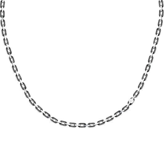 Collana catena Maserati Ceramic in acciaio argento e nero MISURA UNICA