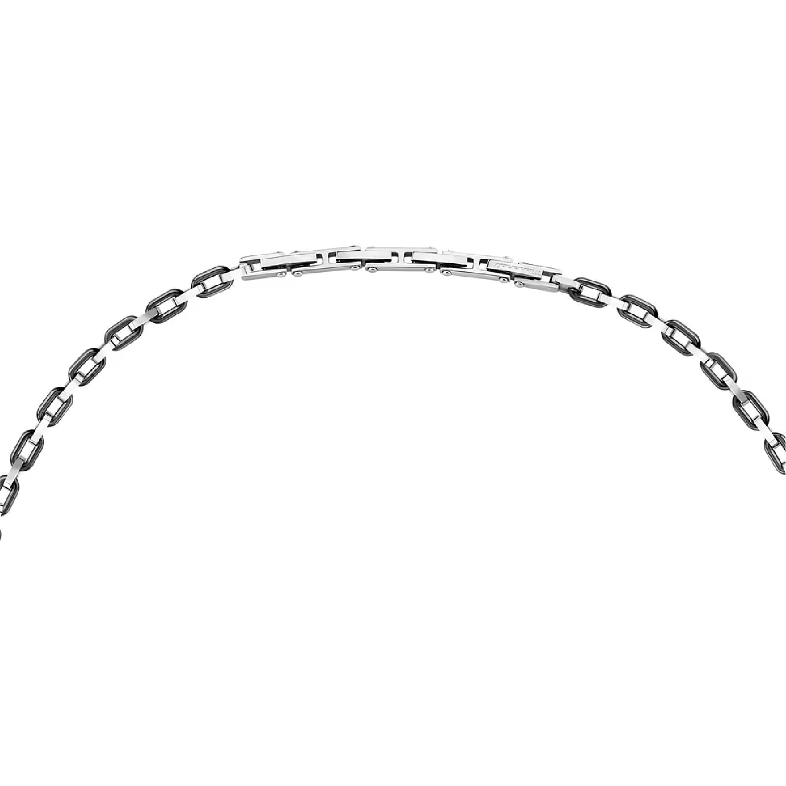Collana catena Maserati Ceramic in acciaio argento e nero MISURA UNICA
