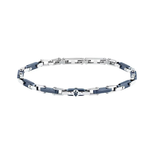 Bracciale Maserati Ceramic in acciaio con logo tridente blu 23 cm