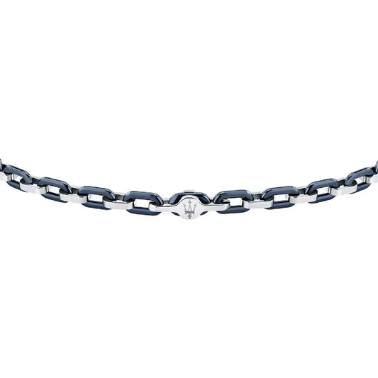 Bracciale catena Maserati Ceramic in acciaio argento e blu 19 cm