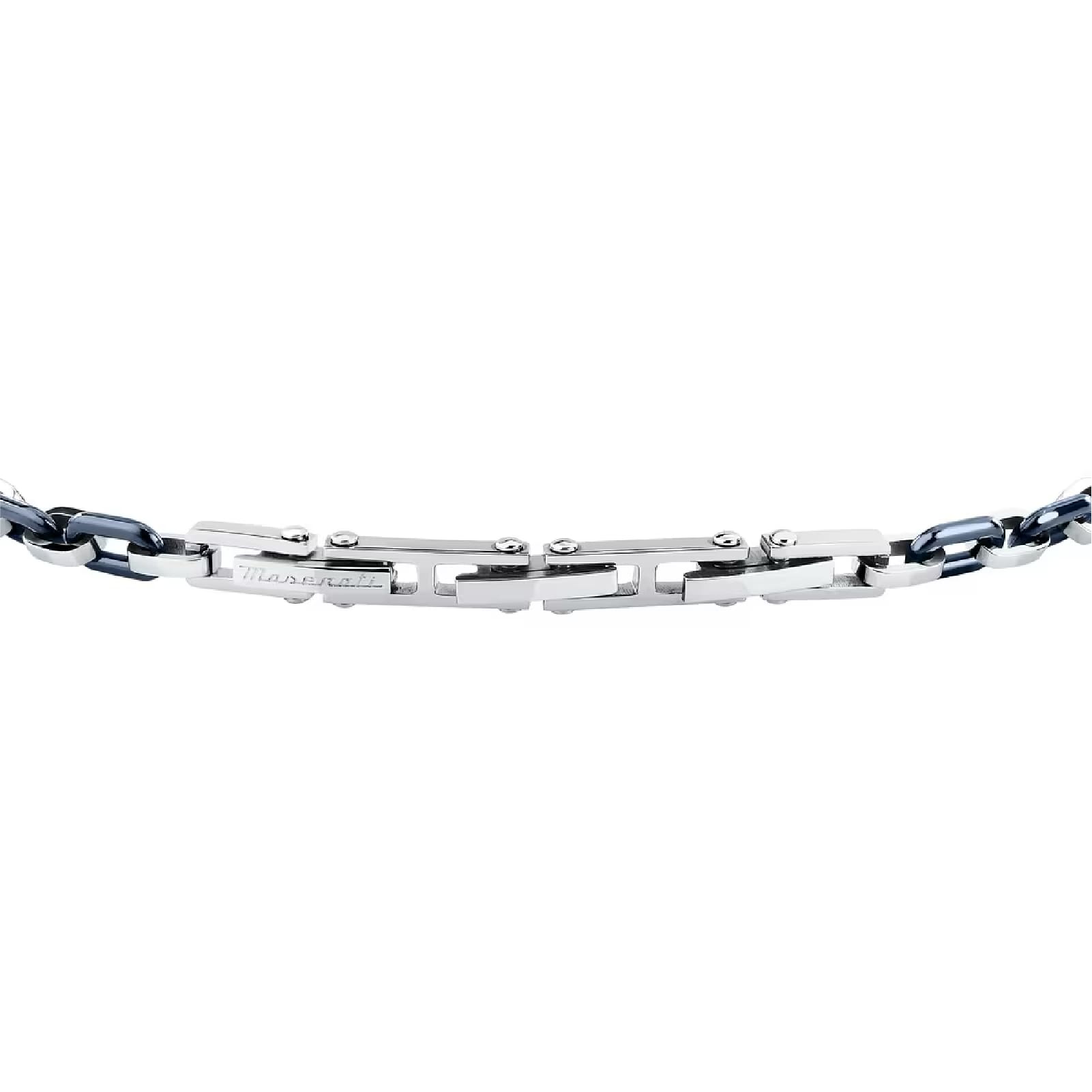 Bracciale catena Maserati Ceramic in acciaio argento e blu 19 cm