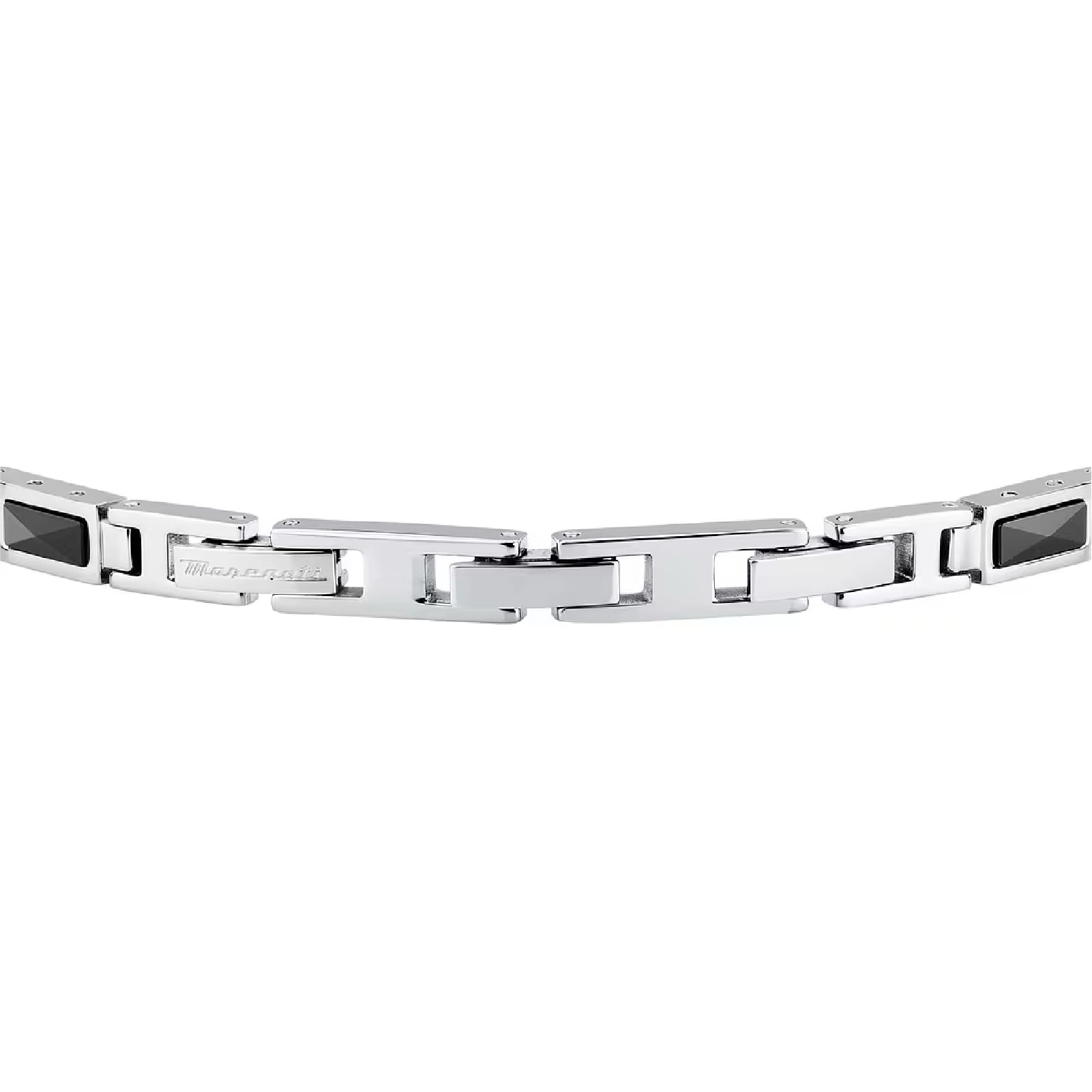 Bracciale Maserati Ceramic in acciaio con logo tridente nero 21,5 cm