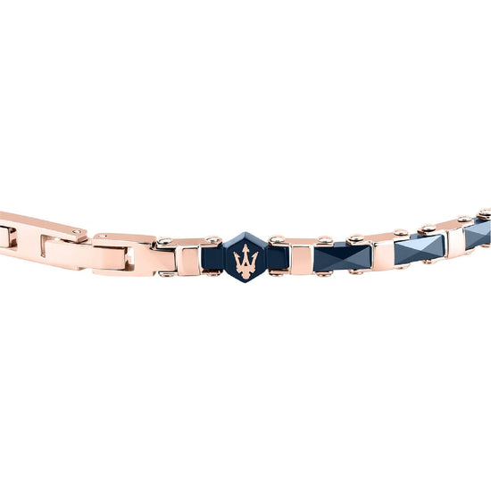 Bracciale Maserati Ceramic in acciaio pvd oro rosa ceramica blu 21,5 cm