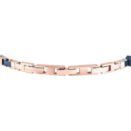 Bracciale Maserati Ceramic in acciaio pvd oro rosa ceramica blu 21,5 cm