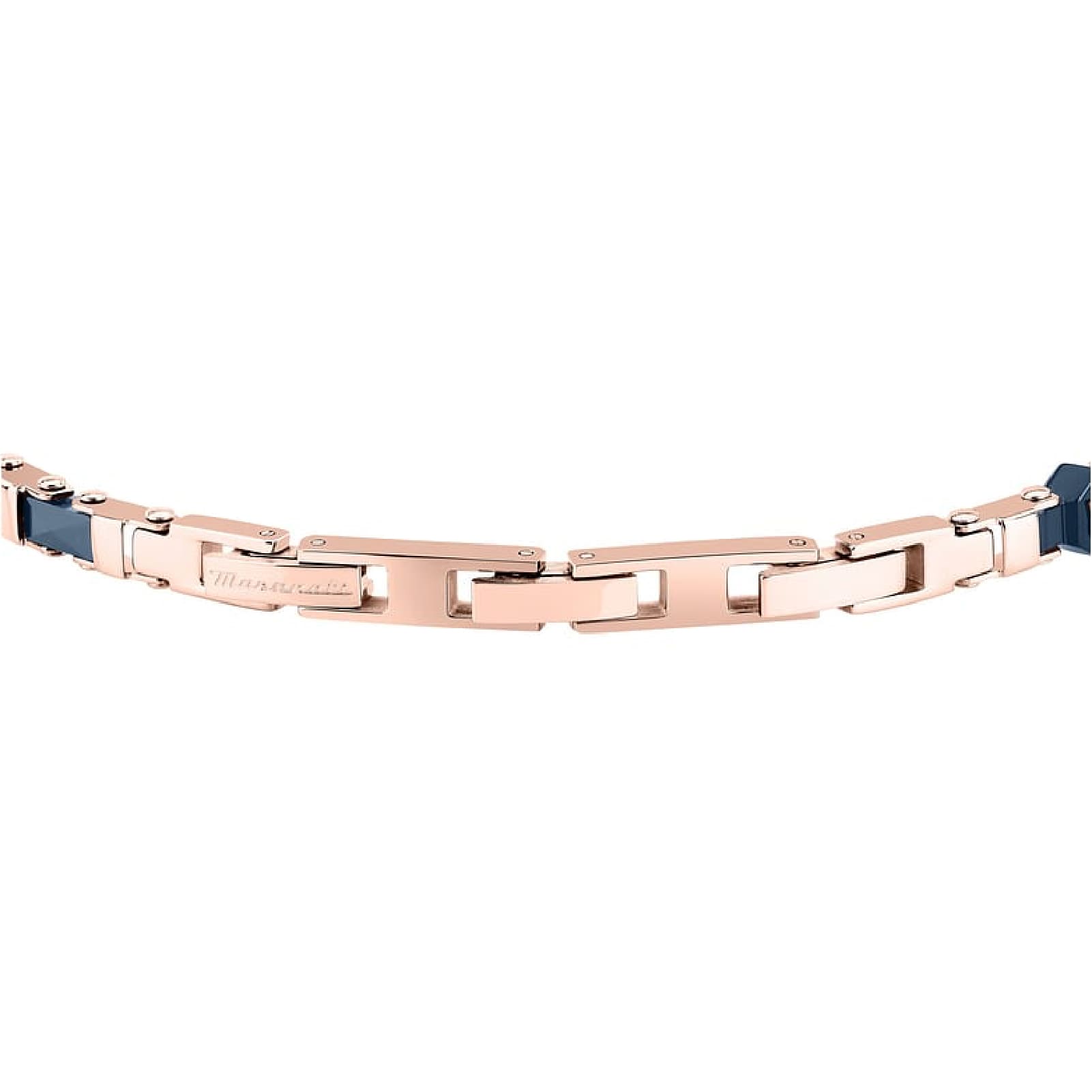 Bracciale Maserati Ceramic in acciaio pvd oro rosa ceramica blu 21,5 cm