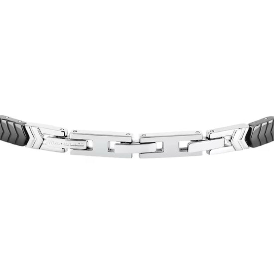 Bracciale catena Maserati Ceramic in acciaio silver e nero 18,5 cm