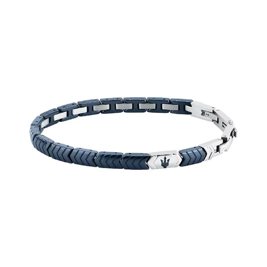 Bracciale Maserati Ceramic con catena color blu e silver 18,5 cm