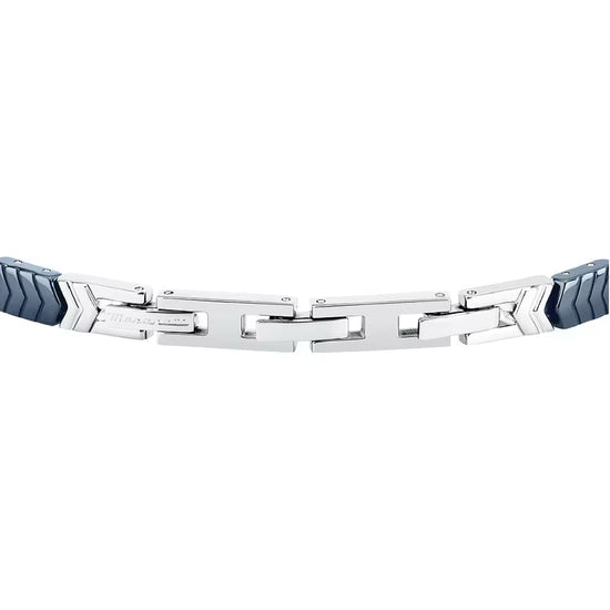 Bracciale Maserati Ceramic con catena color blu e silver 18,5 cm