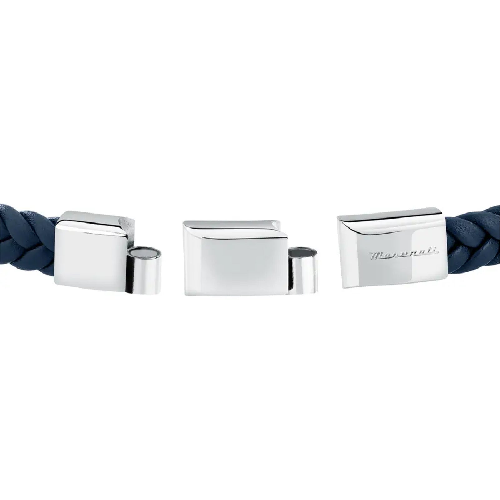 Bracciale Maserati in acciaio e pelle naturale argento e blu M.JM4249IK03
