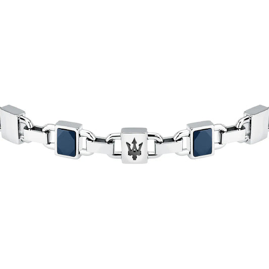 Bracciale da uomo Maserati in acciaio e ceramica blu Regolabile 19-22 cm