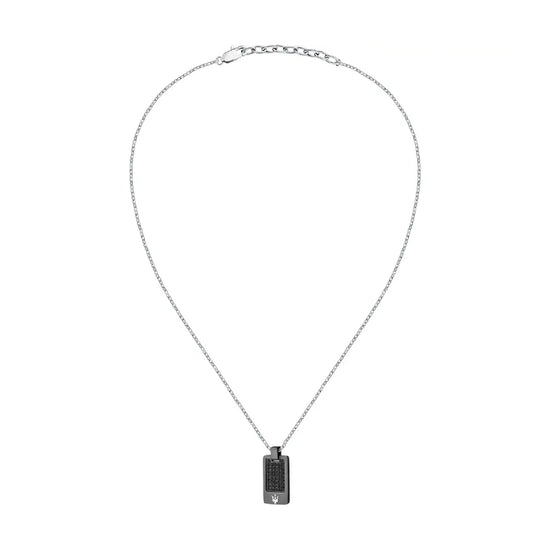 Collana con pendente Maserati in acciaio argento e nero M.JM424AVD75
