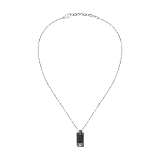 Collana con pendente Maserati in acciaio argento e nero M.JM424AVD75
