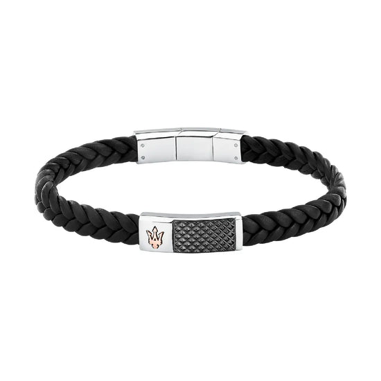 Bracciale Maserati in pelle riciclata color argento e nero M.JM424AVE26