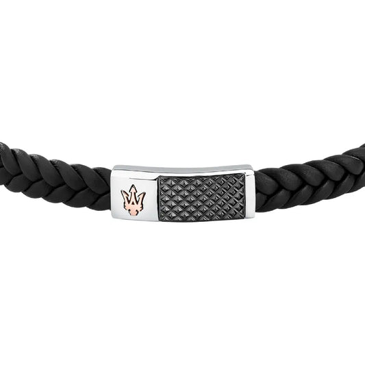Bracciale Maserati in pelle riciclata color argento e nero M.JM424AVE26