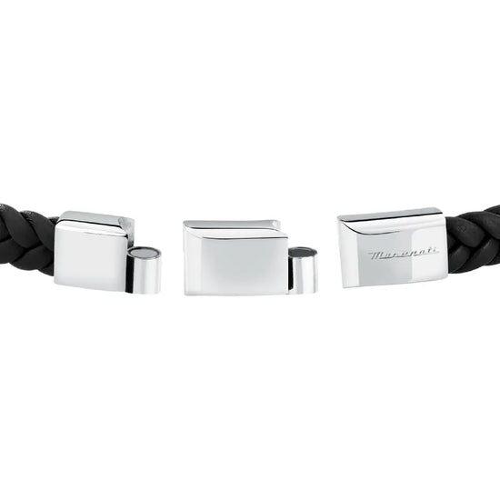 Bracciale Maserati in pelle riciclata color argento e nero M.JM424AVE26