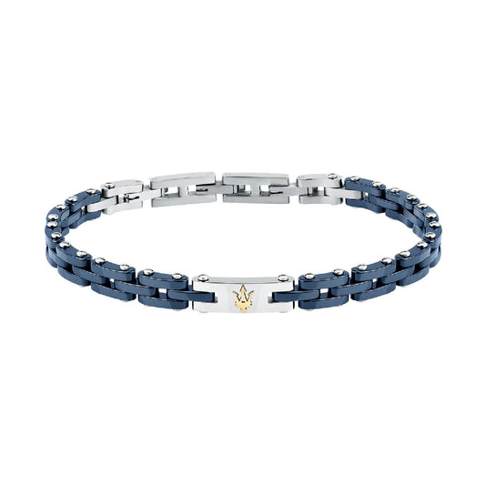 Bracciale da uomo Maserati con ceramica di colore blu Regolabile 18-21,5 cm