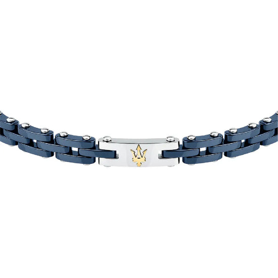 Bracciale da uomo Maserati con ceramica di colore blu Regolabile 18-21,5 cm