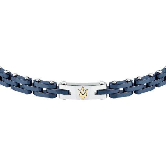 Bracciale da uomo Maserati con ceramica di colore blu Regolabile 18-21,5 cm