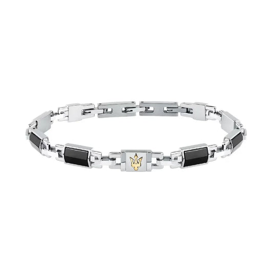 Bracciale da uomo Maserati con ceramica di colore nero Regolabile 18-21,5 cm