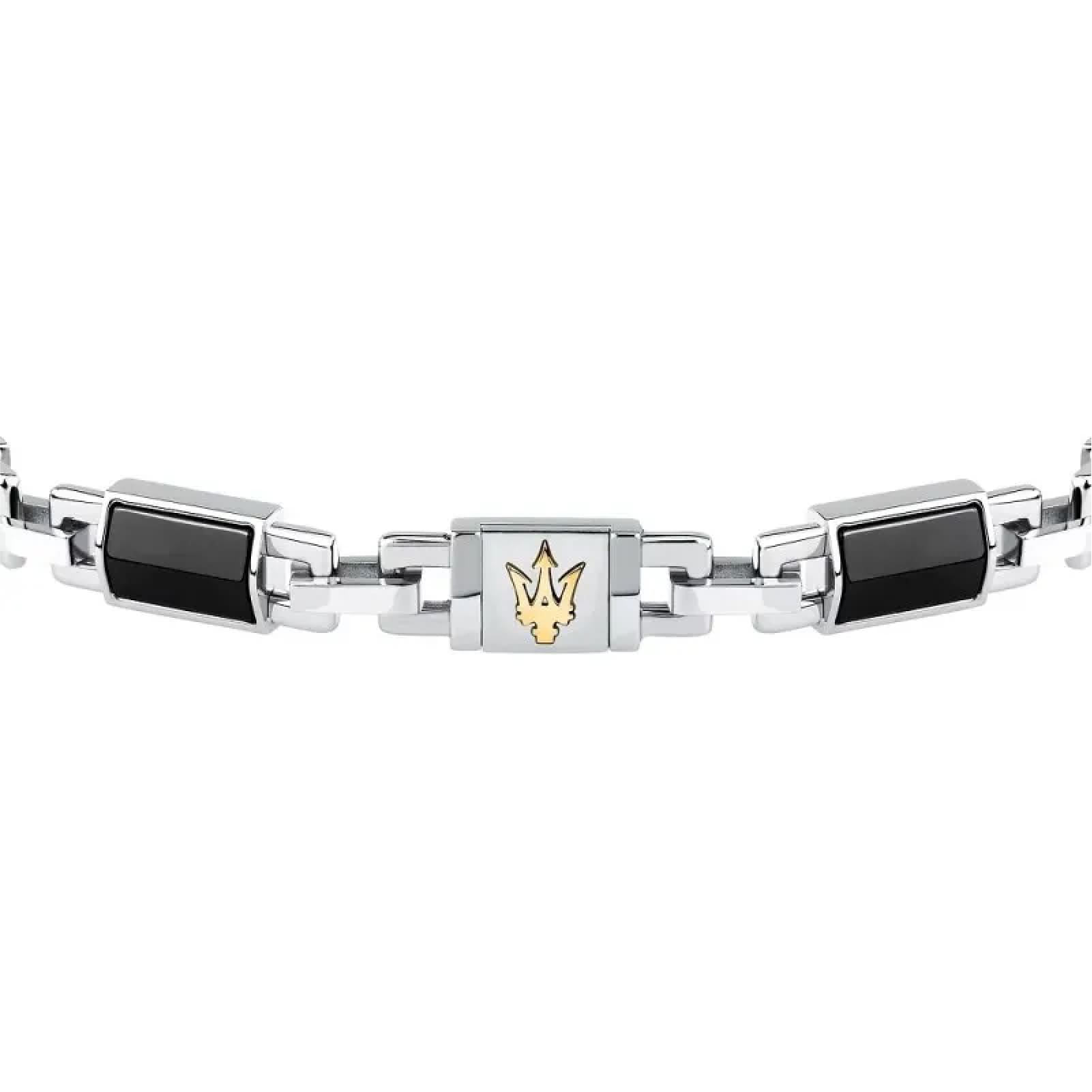 Bracciale da uomo Maserati con ceramica di colore nero Regolabile 18-21,5 cm