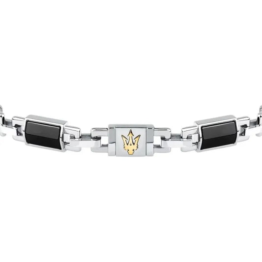 Bracciale da uomo Maserati con ceramica di colore nero Regolabile 18-21,5 cm
