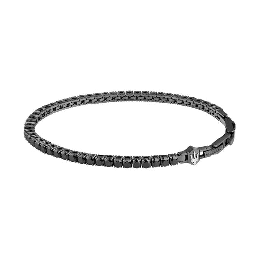 Bracciale tennis uomo Maserati acciaio con zirconi neri Regolabile 18,5 -21,5 cm