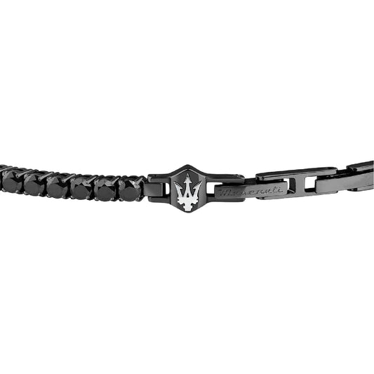 Bracciale tennis uomo Maserati acciaio con zirconi neri Regolabile 18,5 -21,5 cm