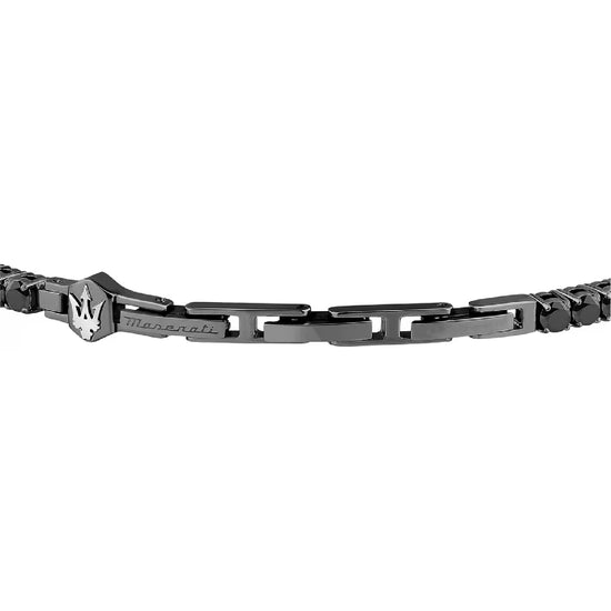 Bracciale tennis uomo Maserati acciaio con zirconi neri Regolabile 18,5 -21,5 cm