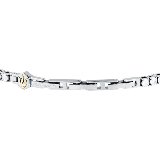 Bracciale tennis Maserati in acciaio con zirconi bianchi Regolabile 18,5 -21,5 cm