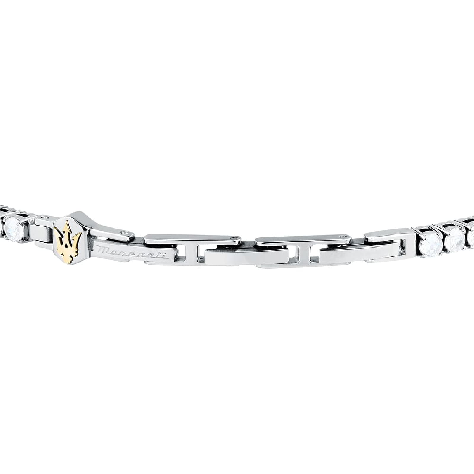 Bracciale tennis Maserati in acciaio con zirconi bianchi Regolabile 18,5 -21,5 cm