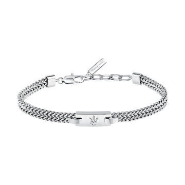 Bracciale da uomo Maserati in acciaio con logo tridente Regolabile 19-22 cm