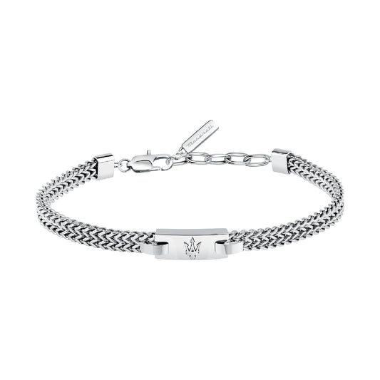 Bracciale da uomo Maserati in acciaio con logo tridente Regolabile 19-22 cm