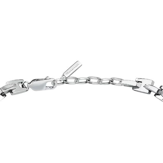 Bracciale da uomo Maserati in acciaio con tag blu Regolabile 19-22 cm