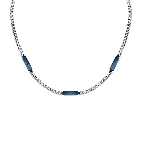 Collana girocollo da uomo Maserati in acciaio blu MISURA UNICA
