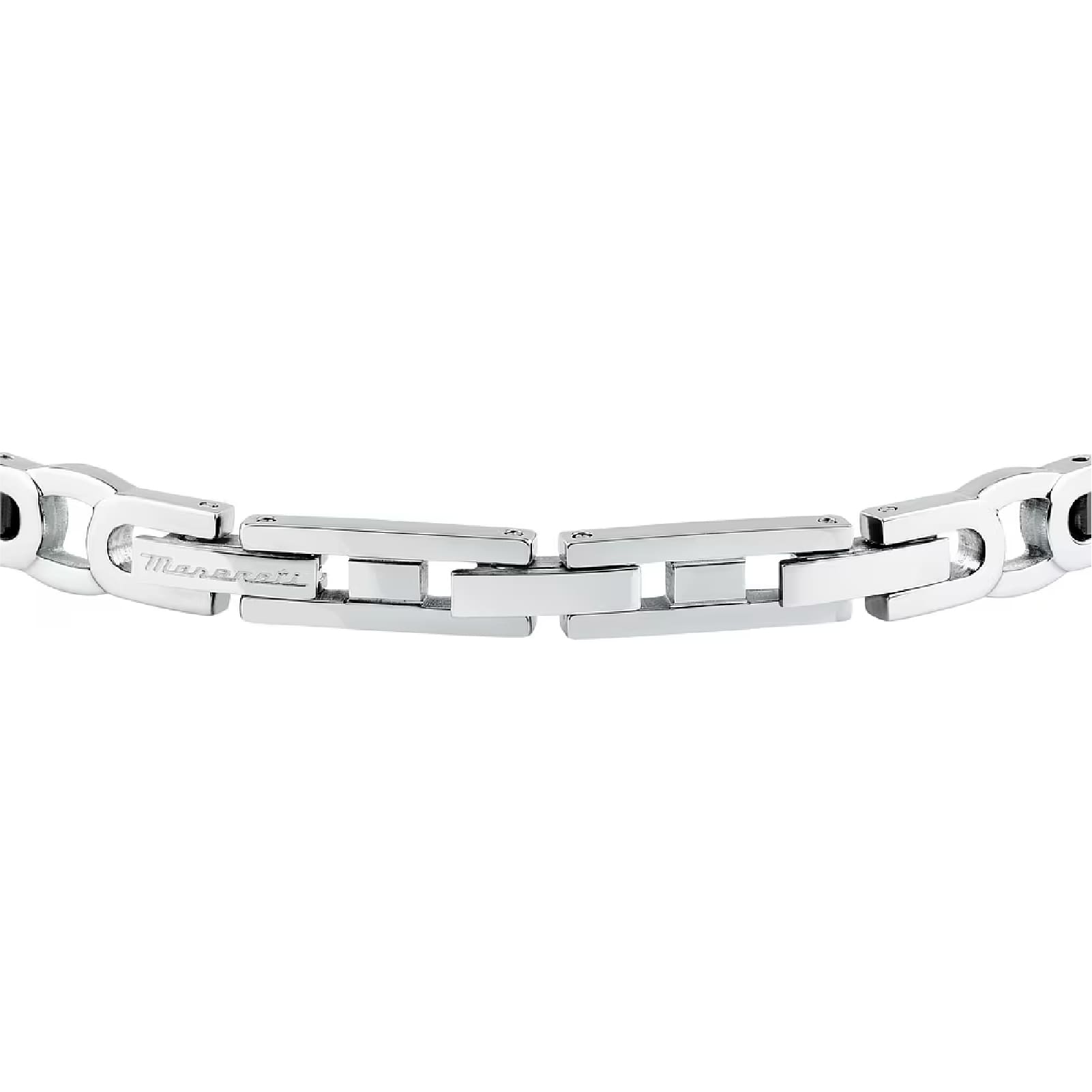 Bracciale da uomo Maserati in acciaio con elementi neri Regolabile 18-21,5 cm