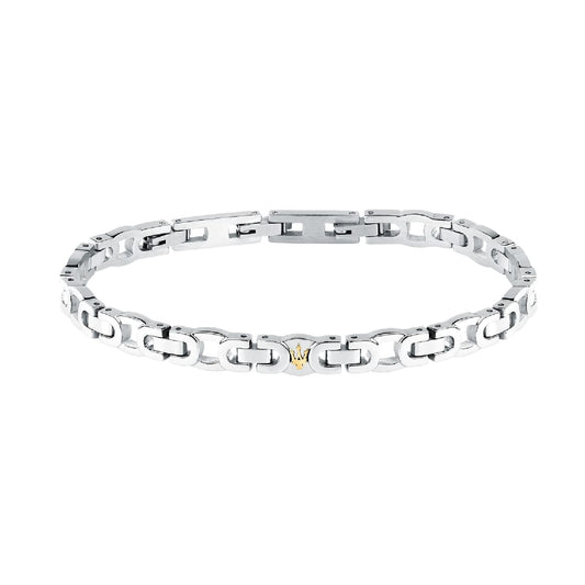 Bracciale da uomo Maserati in acciaio con elementi oro Regolabile 18-21,5 cm