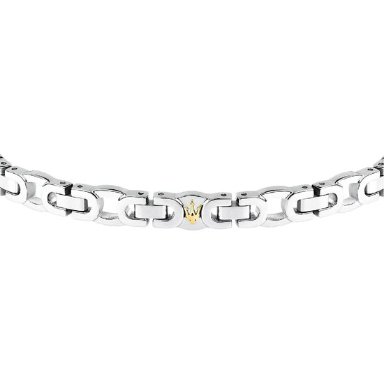Bracciale da uomo Maserati in acciaio con elementi oro Regolabile 18-21,5 cm