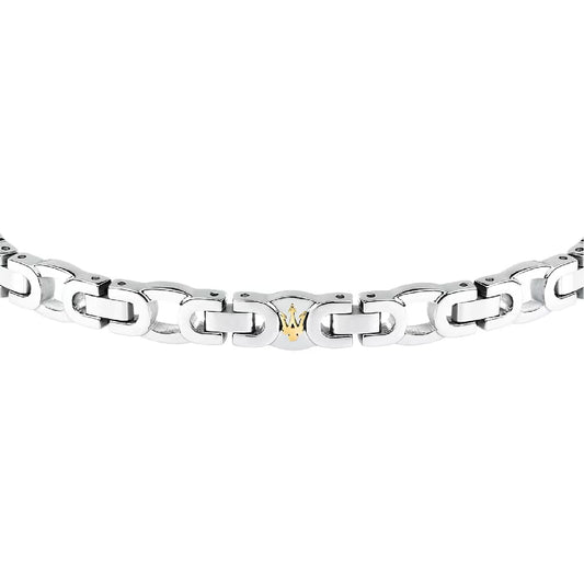 Bracciale da uomo Maserati in acciaio con elementi oro Regolabile 18-21,5 cm
