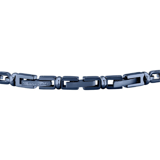 Bracciale catena Maserati in acciaio blu e rose gold da uomo 21,5 cm